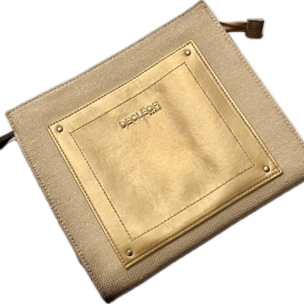 Decléor Gold and Tan Cosmetic Bag/Clutch New